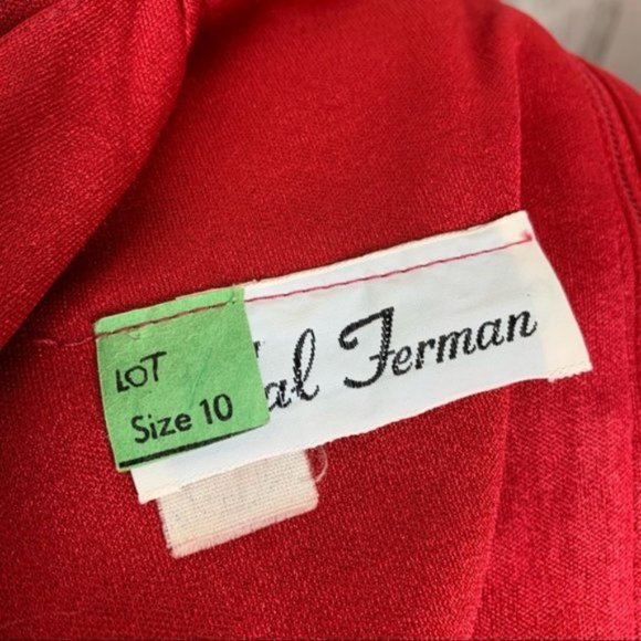 Vintage 70s Bright Red Faux Wrap Midi Dress - Picture 11 of 12